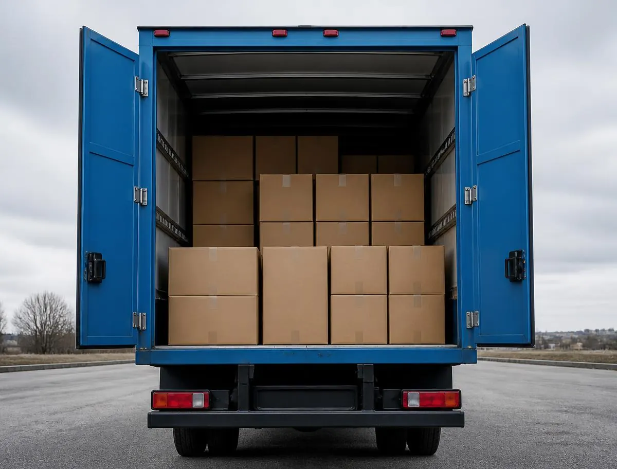 Déménagement à Crest – véhicule chargé de cartons protégés